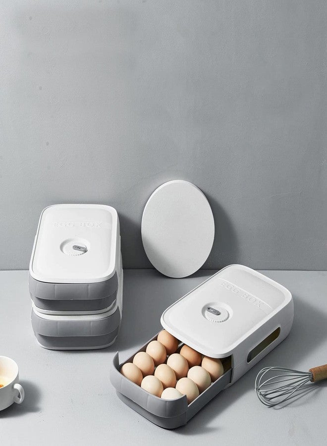 Evona Refrigerator Egg Container - Multi-Layer Household Drawer Type Box for Kitchen Fridge - Colorful Fresh Saving Container (White) - Image 5